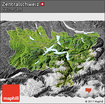 Satellite 3D Map of Zentralschweiz, desaturated