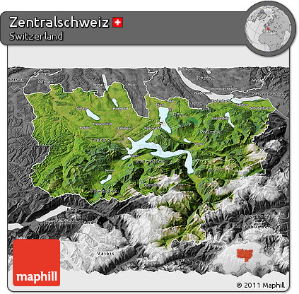 Satellite 3D Map of Zentralschweiz, desaturated