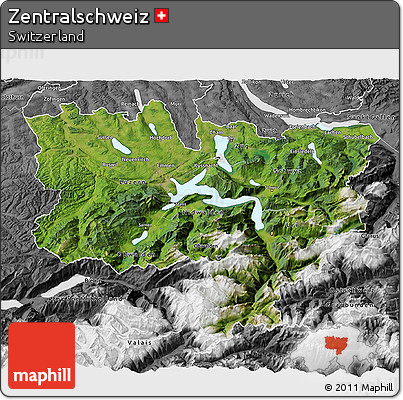 Satellite 3D Map of Zentralschweiz, desaturated