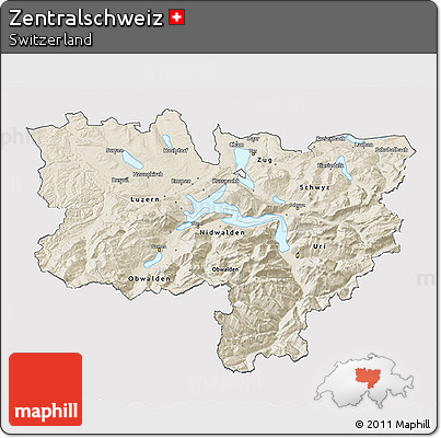 Shaded Relief 3D Map of Zentralschweiz, cropped outside