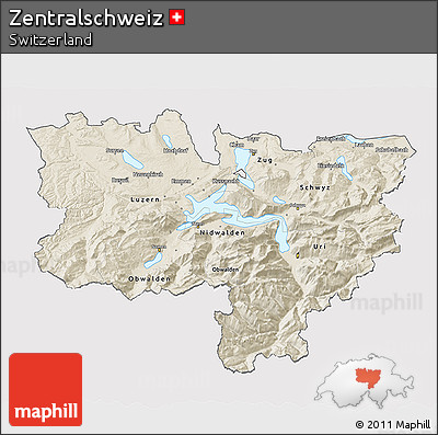 Shaded Relief 3D Map of Zentralschweiz, cropped outside
