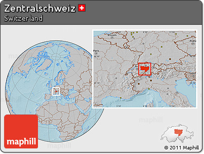 Gray Location Map of Zentralschweiz, hill shading