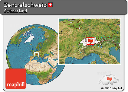 Satellite Location Map of Zentralschweiz, highlighted country, within the entire country