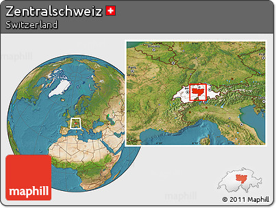 Satellite Location Map of Zentralschweiz, highlighted country, within the entire country