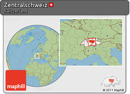 Savanna Style Location Map of Zentralschweiz, highlighted country, within the entire country