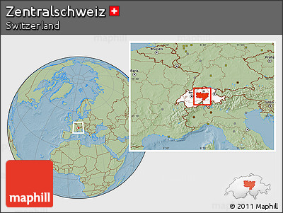Savanna Style Location Map of Zentralschweiz, highlighted country, hill shading