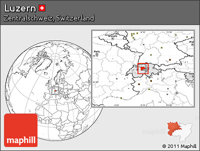 Blank Location Map of Luzern, highlighted country, highlighted parent region