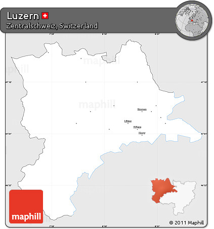 Silver Style Simple Map of Luzern, single color outside