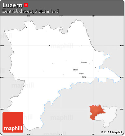 Silver Style Simple Map of Luzern, single color outside