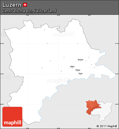 Silver Style Simple Map of Luzern, single color outside