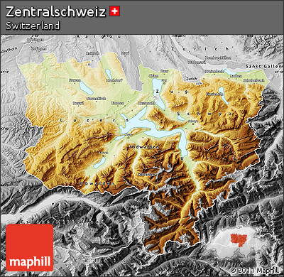 Physical Map of Zentralschweiz, desaturated