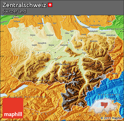 Physical Map of Zentralschweiz, political outside