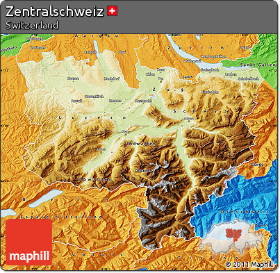 Physical Map of Zentralschweiz, political outside