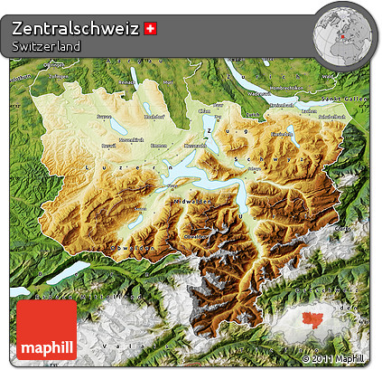 Physical Map of Zentralschweiz, satellite outside