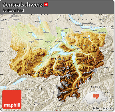 Physical Map of Zentralschweiz, shaded relief outside