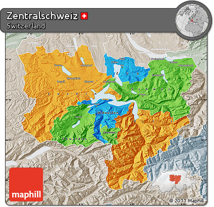 Political Map of Zentralschweiz, lighten, semi-desaturated