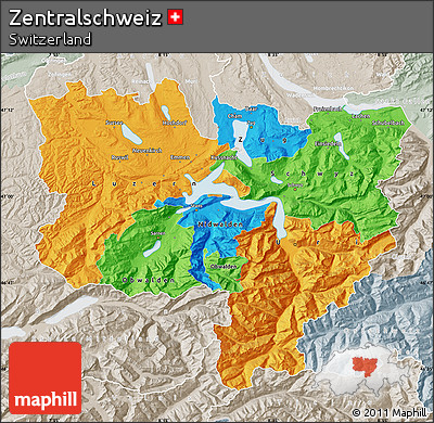 Political Map of Zentralschweiz, lighten, semi-desaturated
