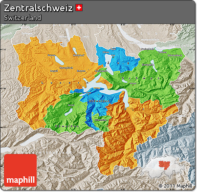 Political Map of Zentralschweiz, lighten, semi-desaturated