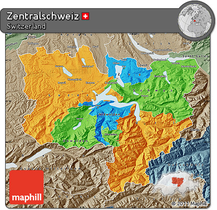 Political Map of Zentralschweiz, semi-desaturated