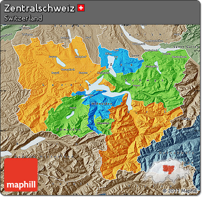 Political Map of Zentralschweiz, semi-desaturated