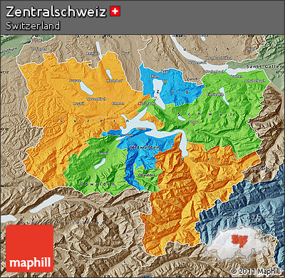 Political Map of Zentralschweiz, semi-desaturated