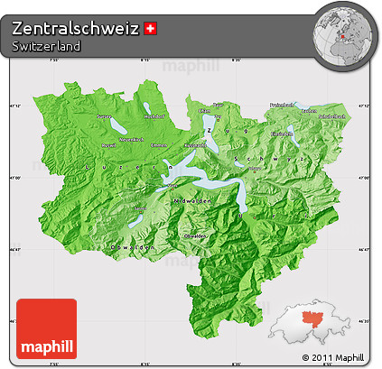 Political Shades Map of Zentralschweiz, cropped outside