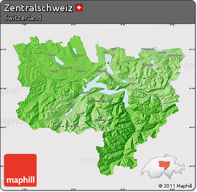 Political Shades Map of Zentralschweiz, cropped outside