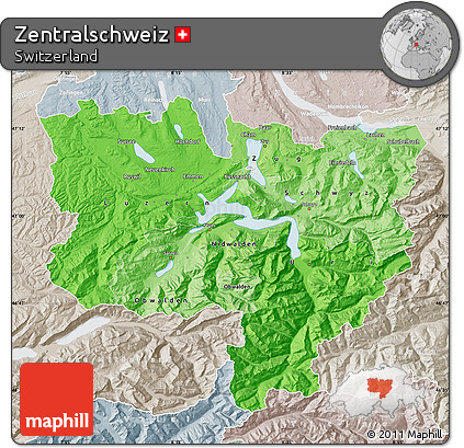 Political Shades Map of Zentralschweiz, lighten, semi-desaturated