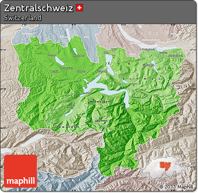 Political Shades Map of Zentralschweiz, lighten, semi-desaturated