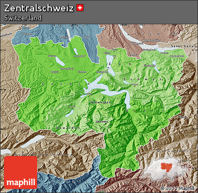Political Shades Map of Zentralschweiz, semi-desaturated