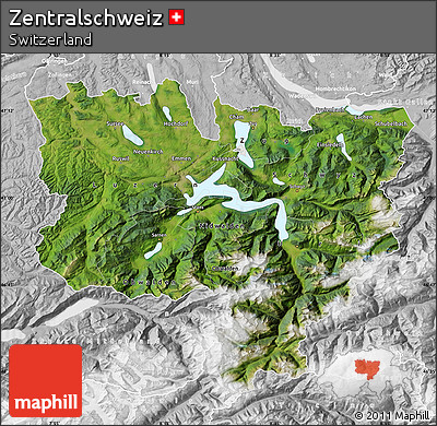 Satellite Map of Zentralschweiz, lighten, desaturated