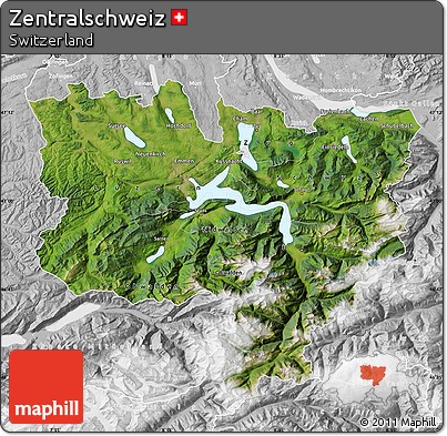 Satellite Map of Zentralschweiz, lighten, desaturated