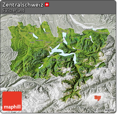 Satellite Map of Zentralschweiz, lighten, semi-desaturated