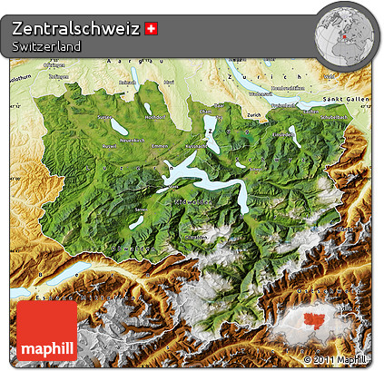 Satellite Map of Zentralschweiz, physical outside