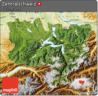 Satellite Map of Zentralschweiz, physical outside
