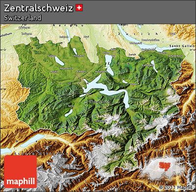 Satellite Map of Zentralschweiz, physical outside