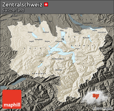 Shaded Relief Map of Zentralschweiz, darken