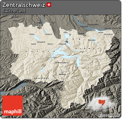 Shaded Relief Map of Zentralschweiz, darken