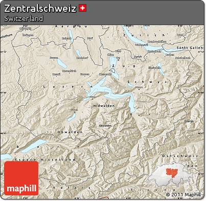 Shaded Relief Map of Zentralschweiz
