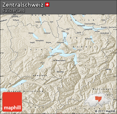 Shaded Relief Map of Zentralschweiz