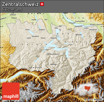 Shaded Relief Map of Zentralschweiz, physical outside