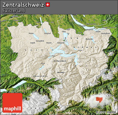 Shaded Relief Map of Zentralschweiz, satellite outside