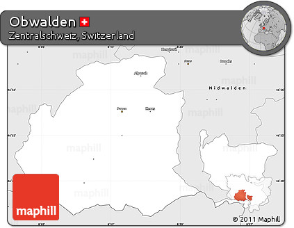 Silver Style Simple Map of Obwalden