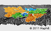 Political Panoramic Map of Zentralschweiz, darken, desaturated