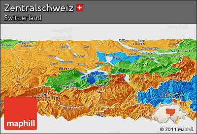 Political Panoramic Map of Zentralschweiz