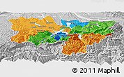 Political Panoramic Map of Zentralschweiz, lighten, desaturated