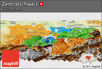 Political Panoramic Map of Zentralschweiz, physical outside