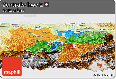 Political Panoramic Map of Zentralschweiz, physical outside