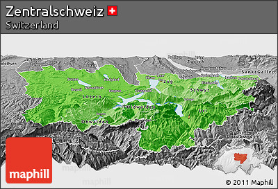 Political Shades Panoramic Map of Zentralschweiz, desaturated