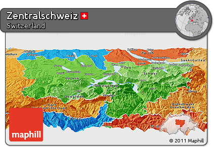 Political Shades Panoramic Map of Zentralschweiz